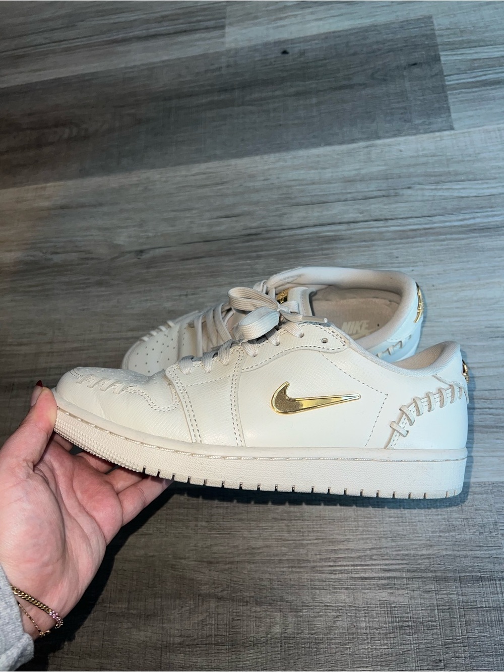 Jordan Cream & Gold Low-Top Sneakers